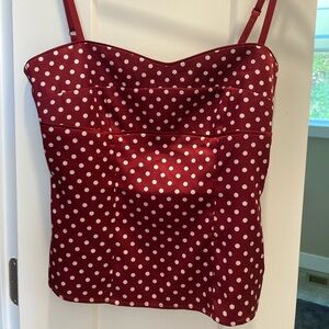 Silky Red and White Polkadot Top